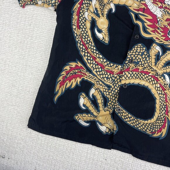 Vintage Y2k Urban Rags Dragon AOP Print Button Jersey Shirt Vtg NYC (Read) Men M - Picture 4 of 16